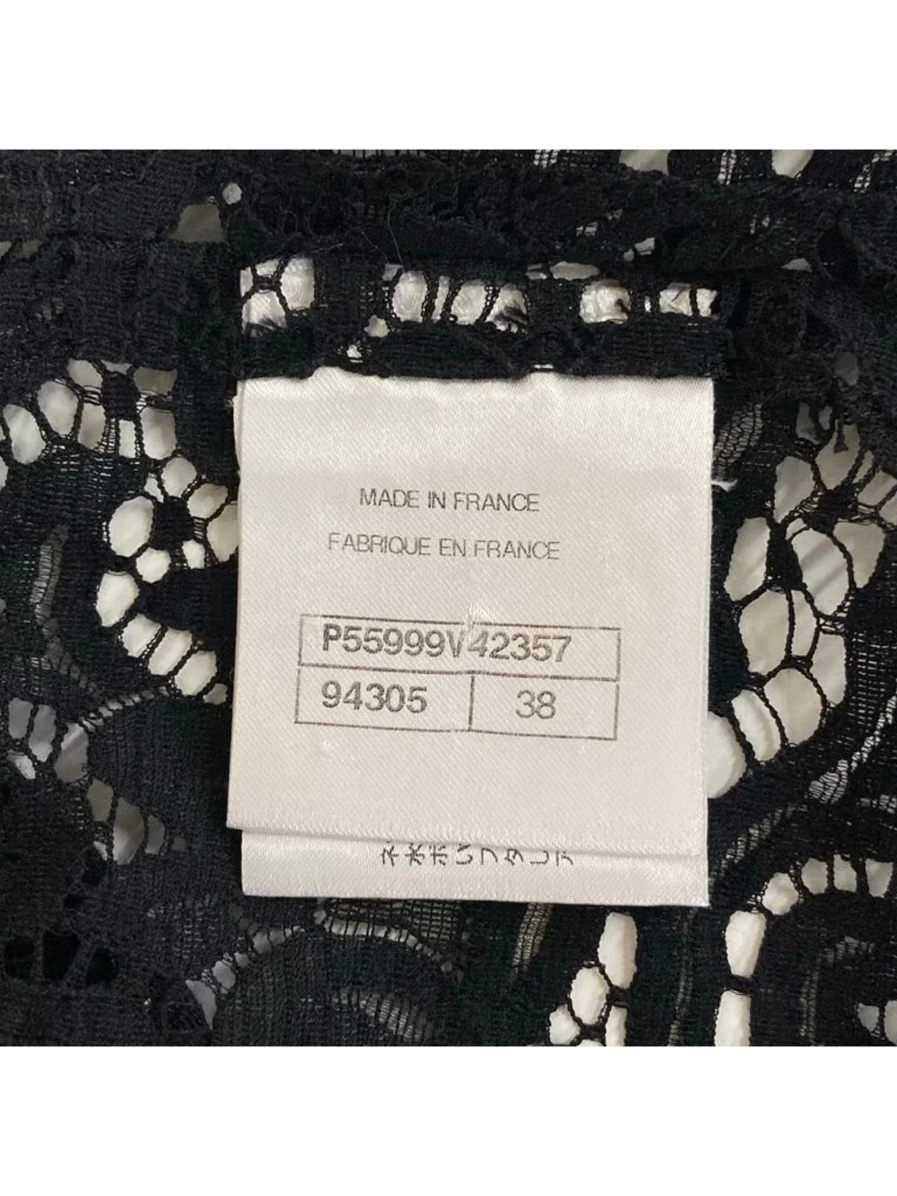 Chanel Long Sleeve Blouse M Black Lace Cotton 38
